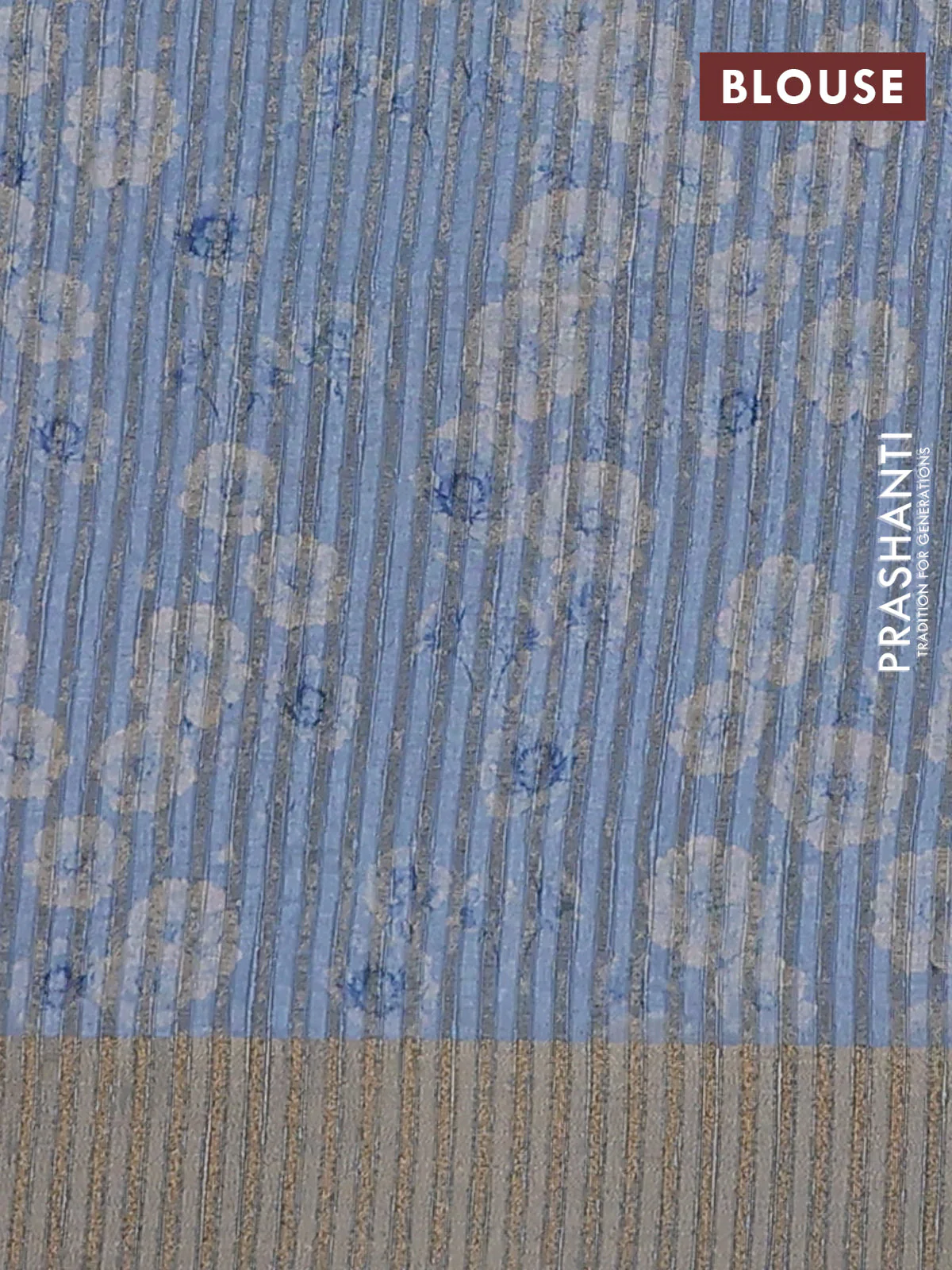 Semi matka saree pastel blue with allover floral prints & sequence work and zari woven border - Image 4
