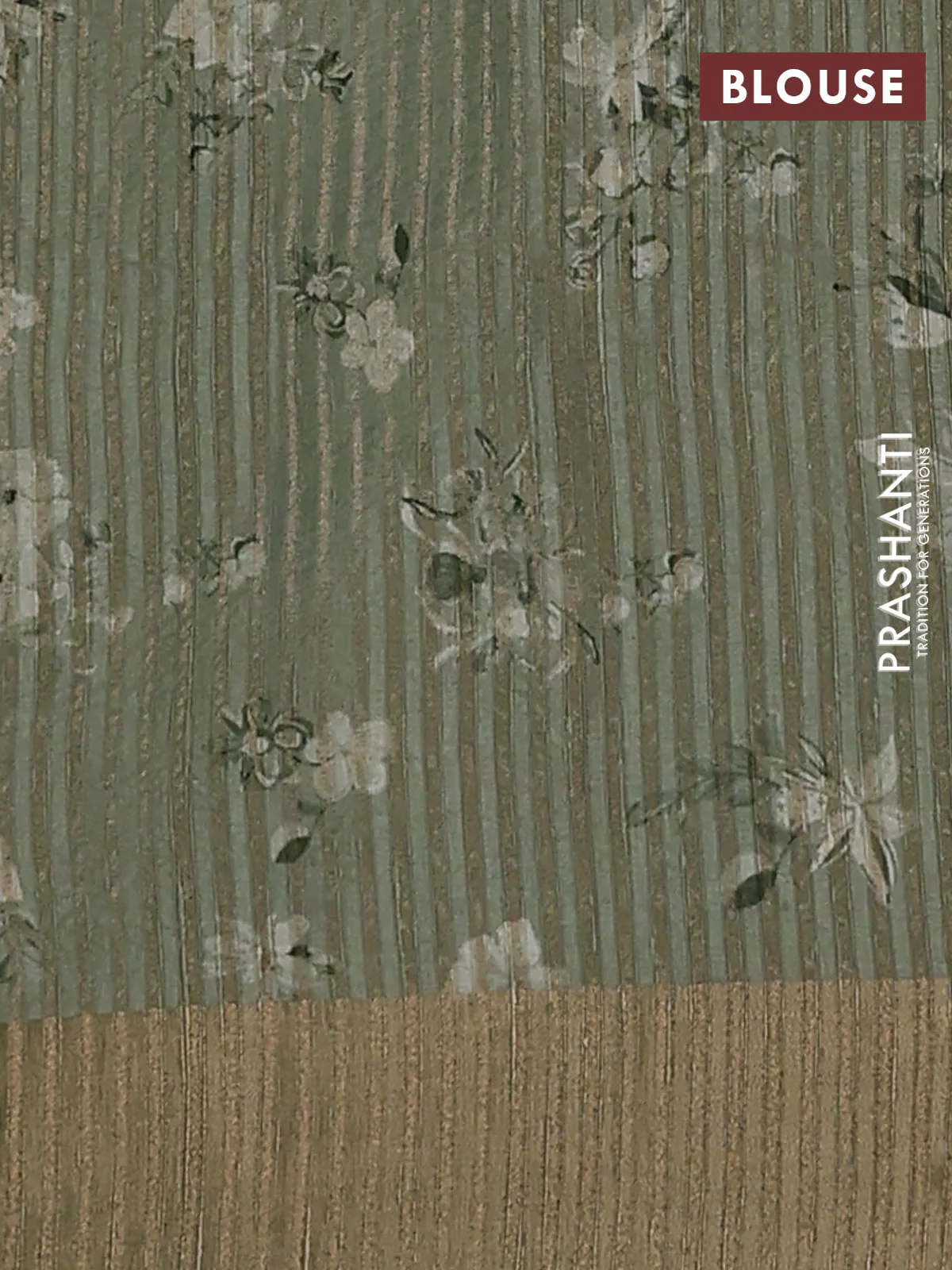 Semi matka saree pastel green with allover floral prints & sequence work and zari woven border - Image 4