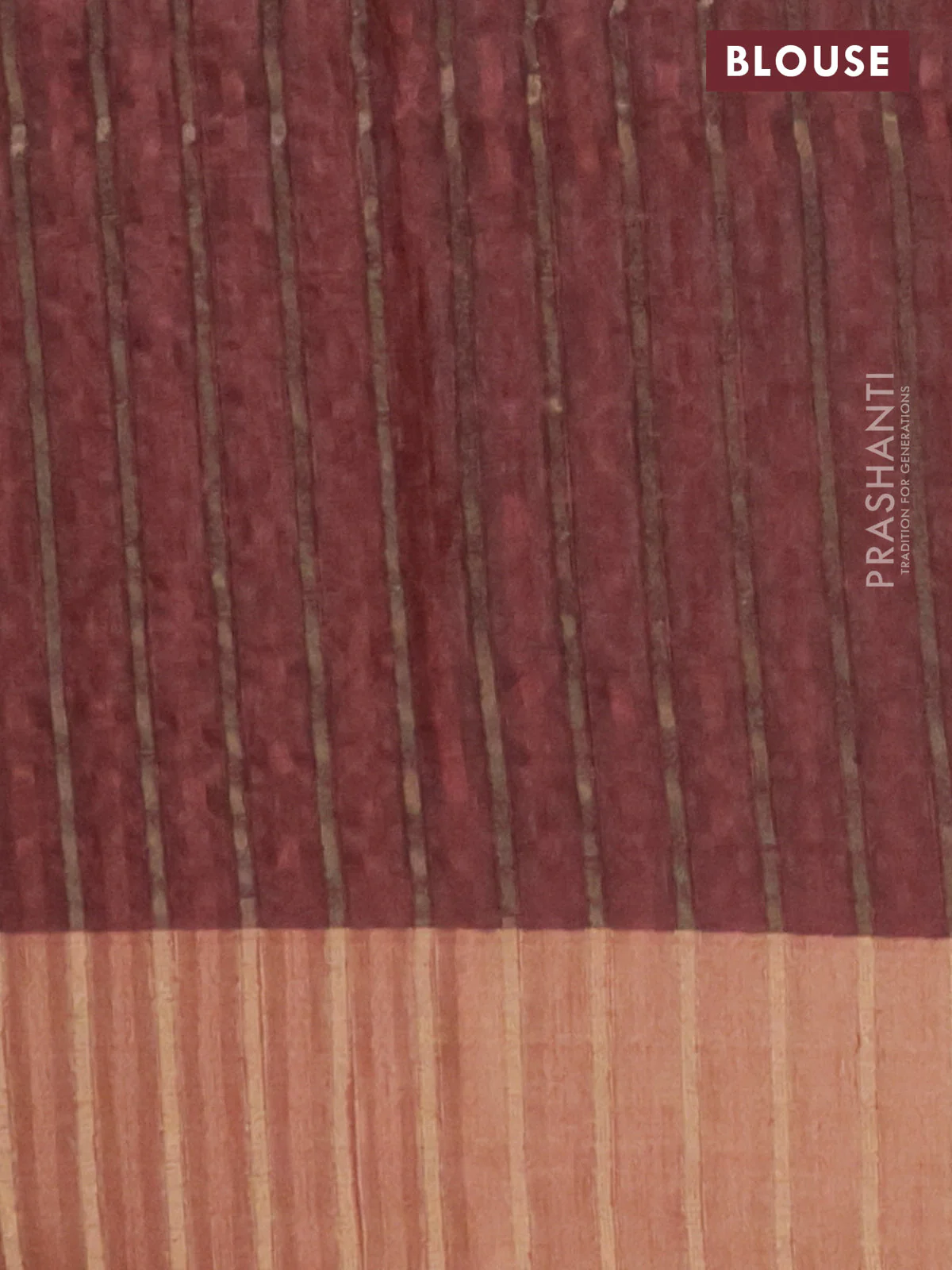 Semi matka saree pastel maroon with allover ikat prints and zari woven border - Image 4