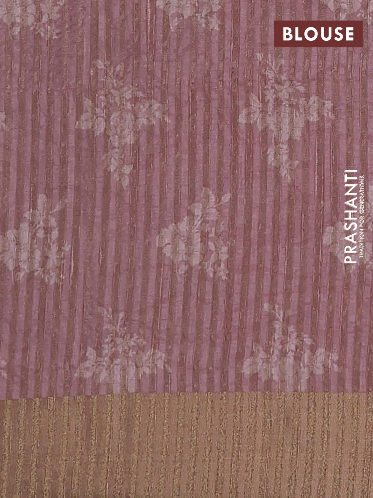 Semi matka saree pastel pink with allover floral prints & sequence work and zari woven border - Image 4