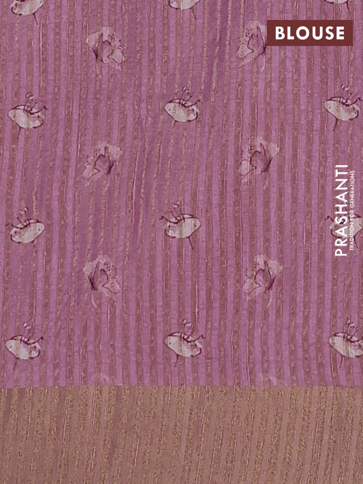 Semi matka saree pastel pink with allover floral prints & sequence work and zari woven border - Image 4