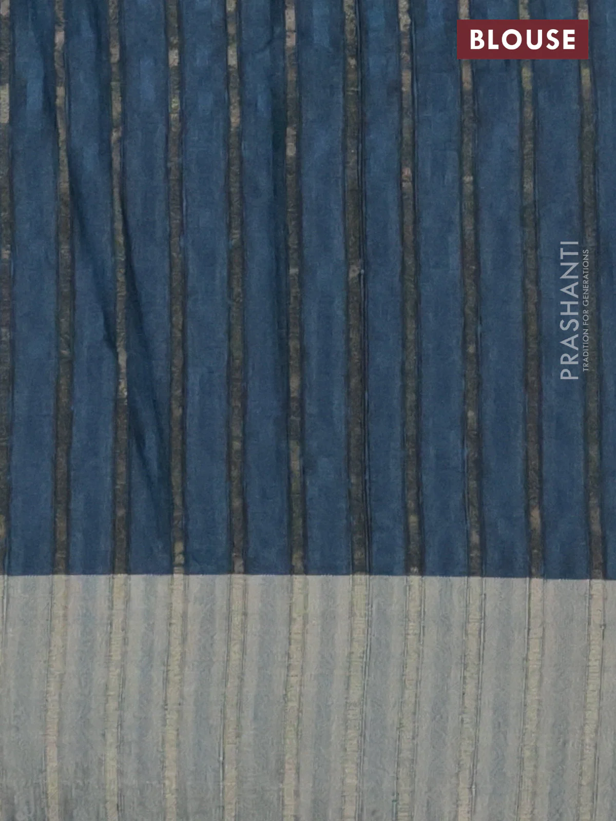 Semi matka saree peacock blue with allover ikat prints and zari woven border - Image 4