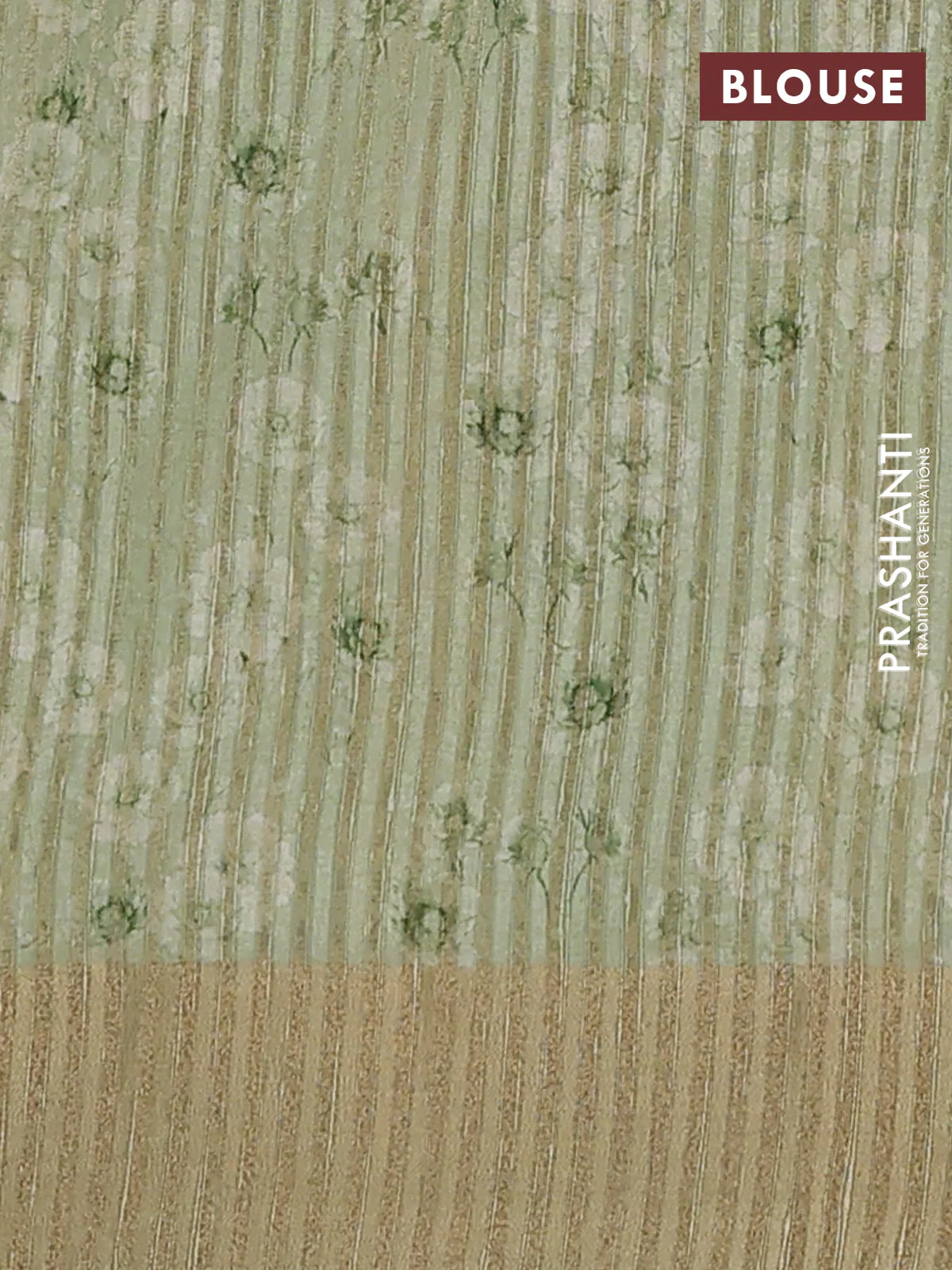 Semi matka saree pista green with allover floral prints & sequence work and zari woven border - Image 4
