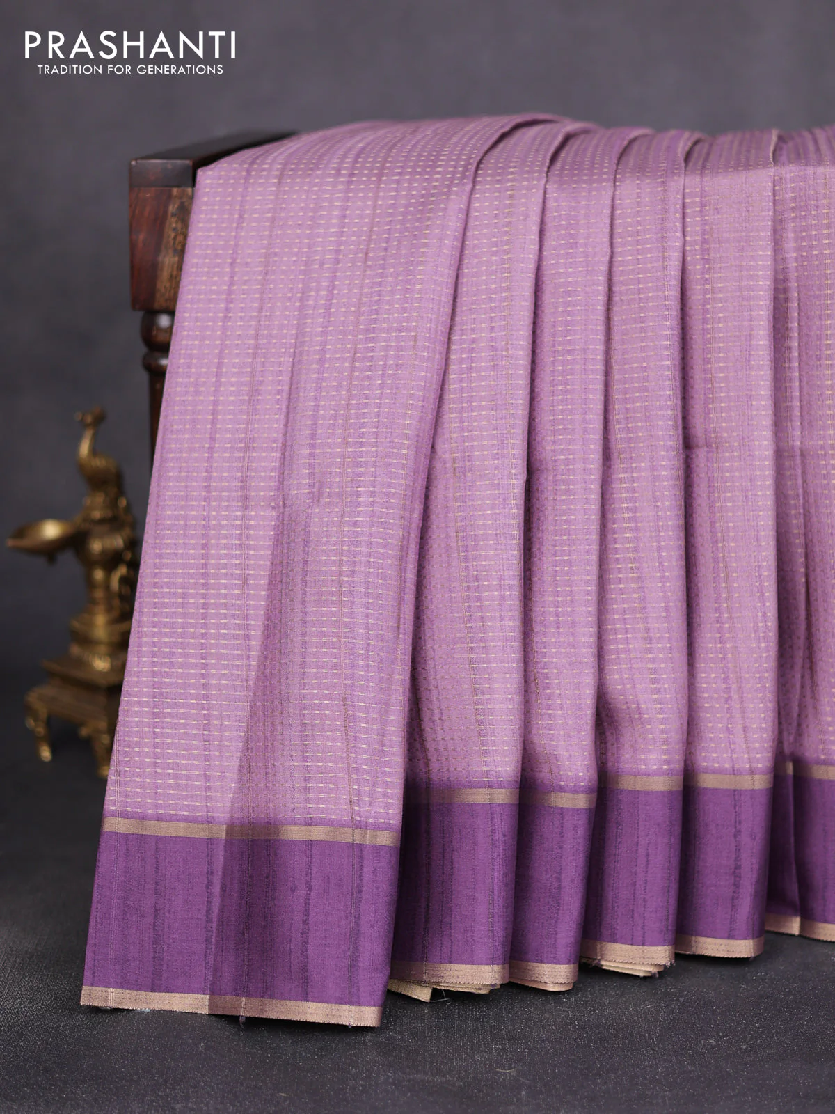 Semi matka saree purple with allover zari weaves and rettapet zari woven border