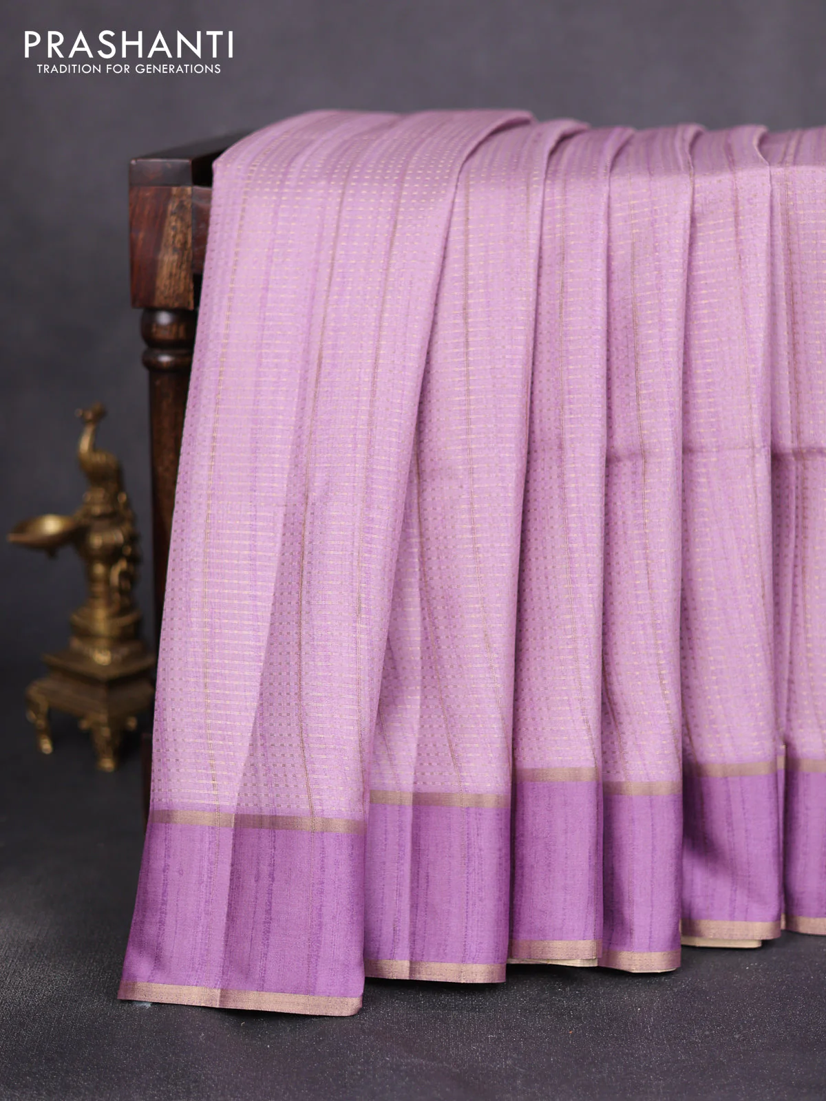 Semi matka saree purple with allover zari weaves and rettapet zari woven border