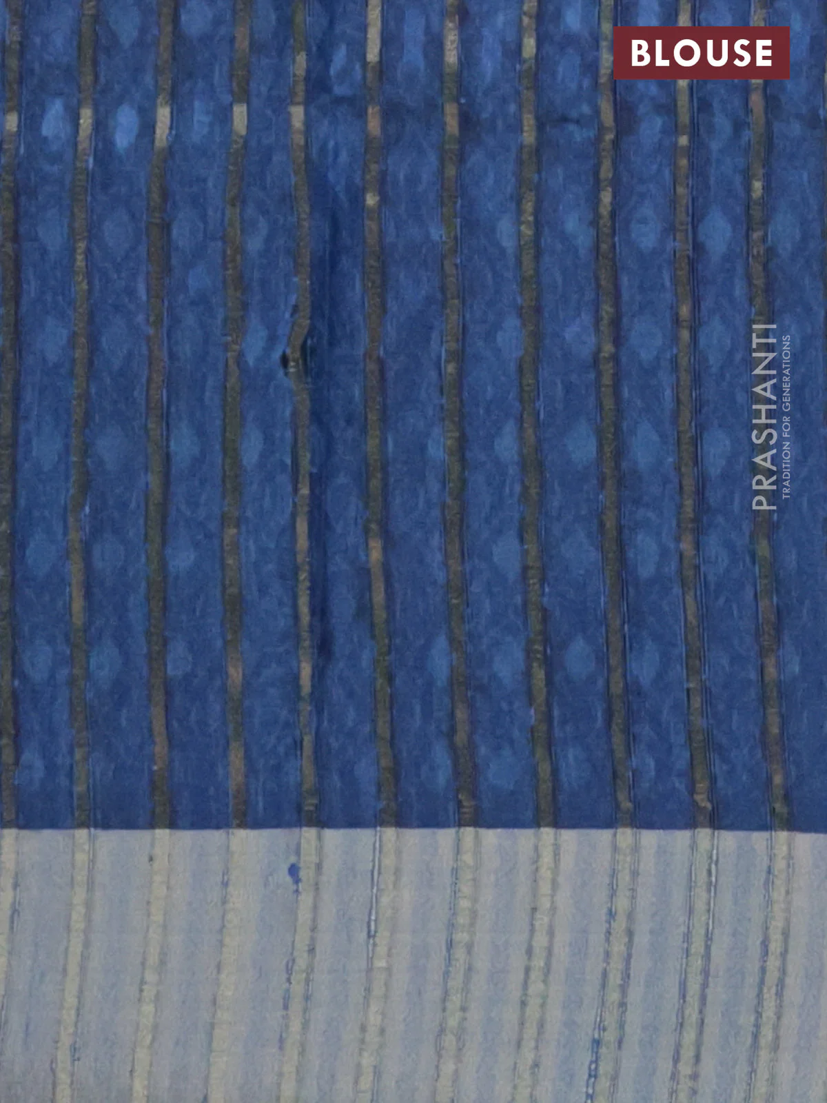 Semi matka saree sandal and blue with allover ikat prints and zari woven border - Image 4