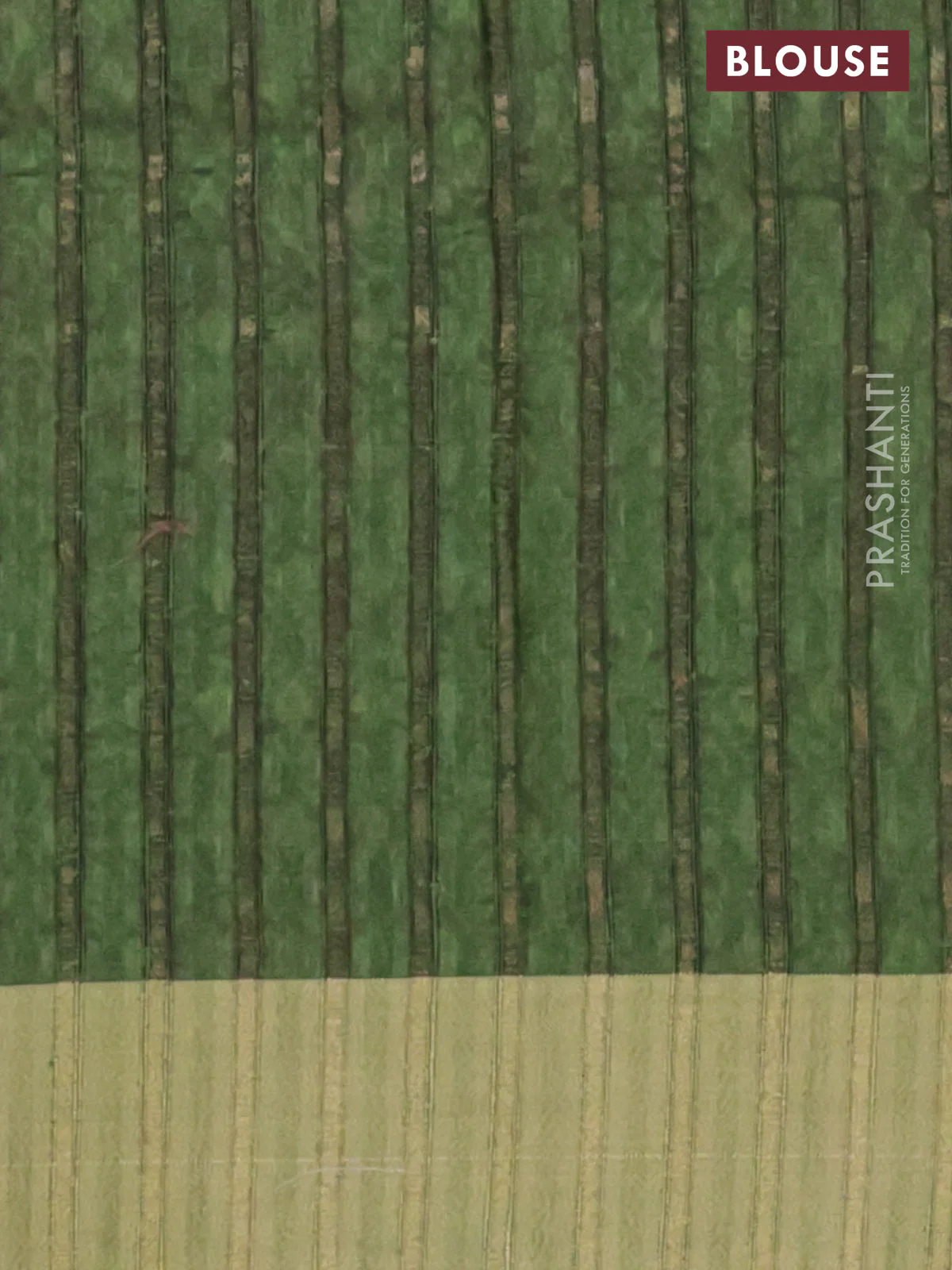 Semi matka saree sandal and green with allover ikat prints and zari woven border - Image 4