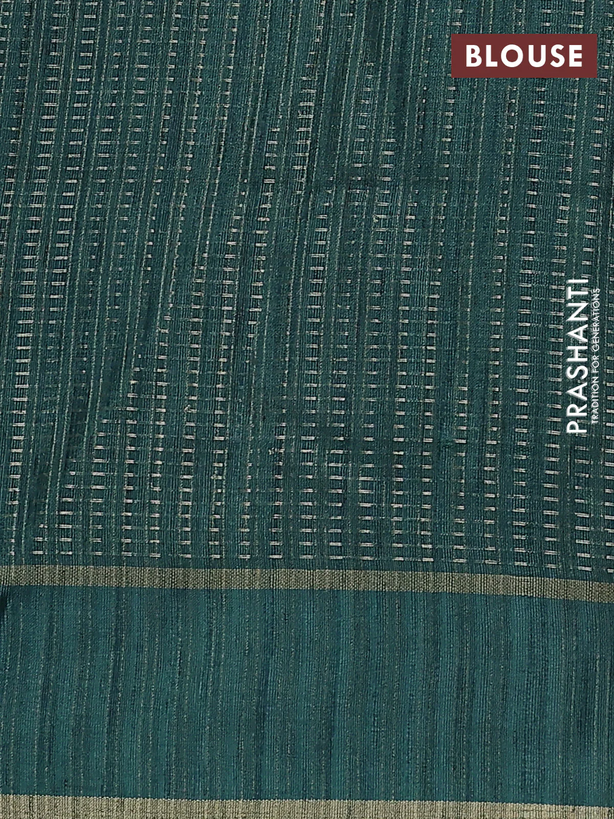 Semi matka saree teal green with allover zari weaves and rettapet zari woven border - Image 3