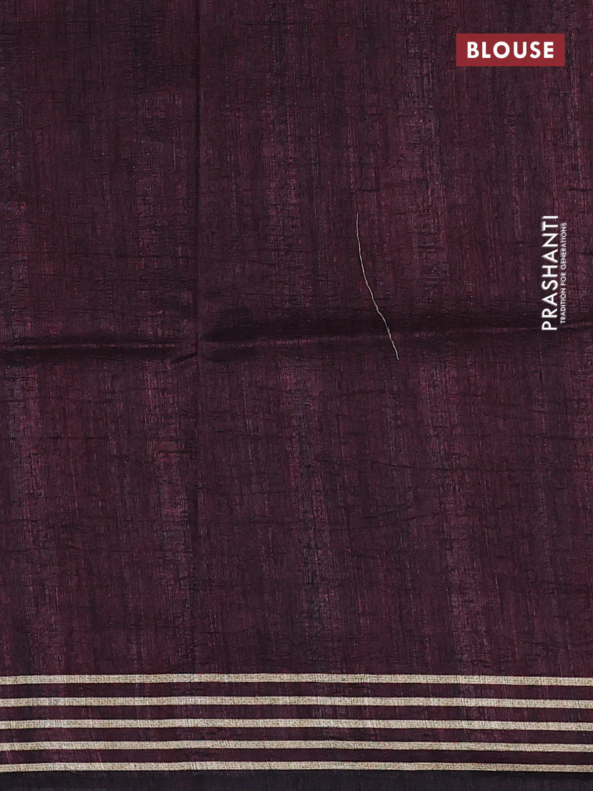 Semi matka tussar saree black and brown maroon with plain body and geometric printed pallu - Image 3