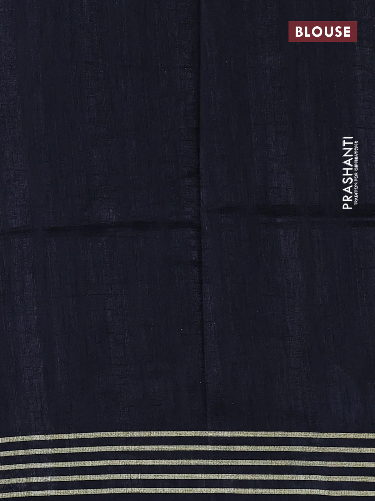 Semi matka tussar saree black and sap green navy blue with plain body and geometric printed pallu - Image 3