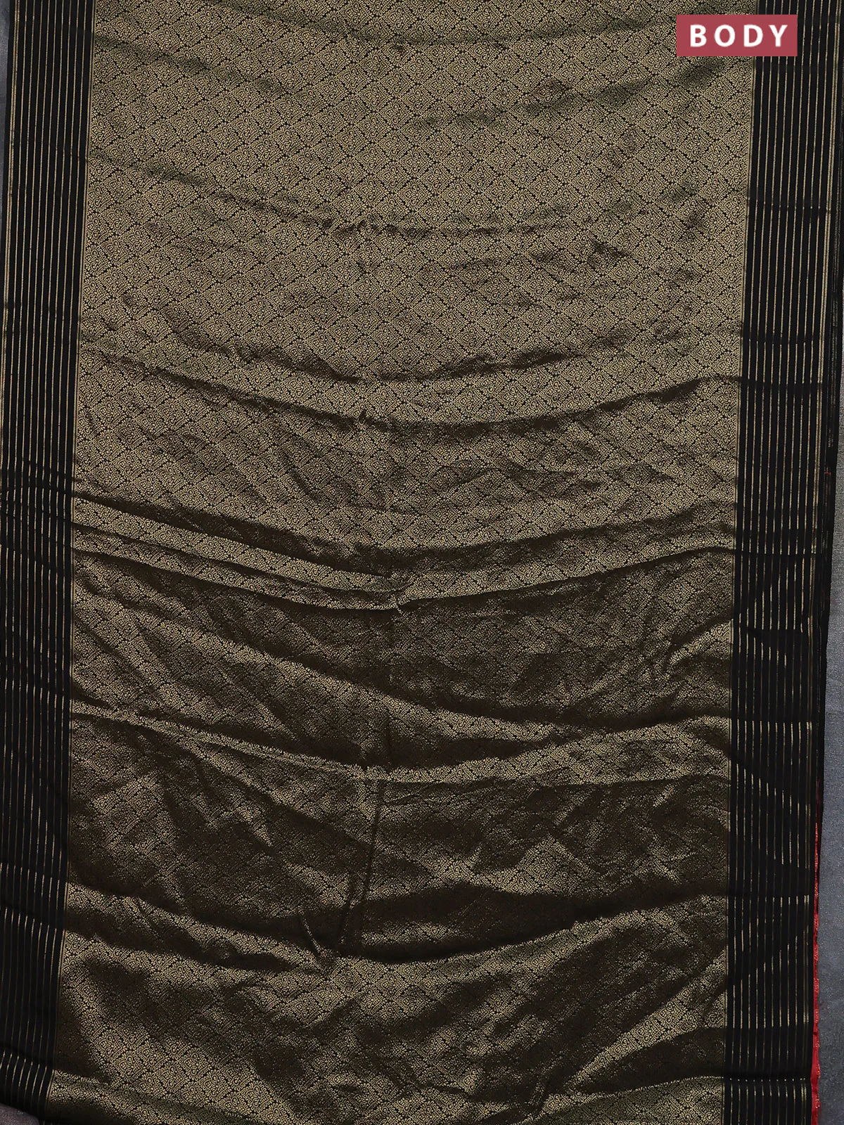 Semi mysore silk saree black and red with allover zari weaves and zari woven border - Image 2