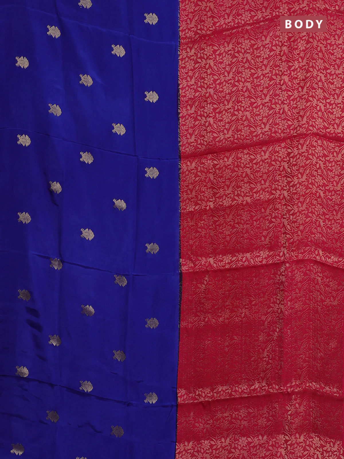 Semi mysore silk saree blue and pink with half & half style and long zari woven border - Image 2