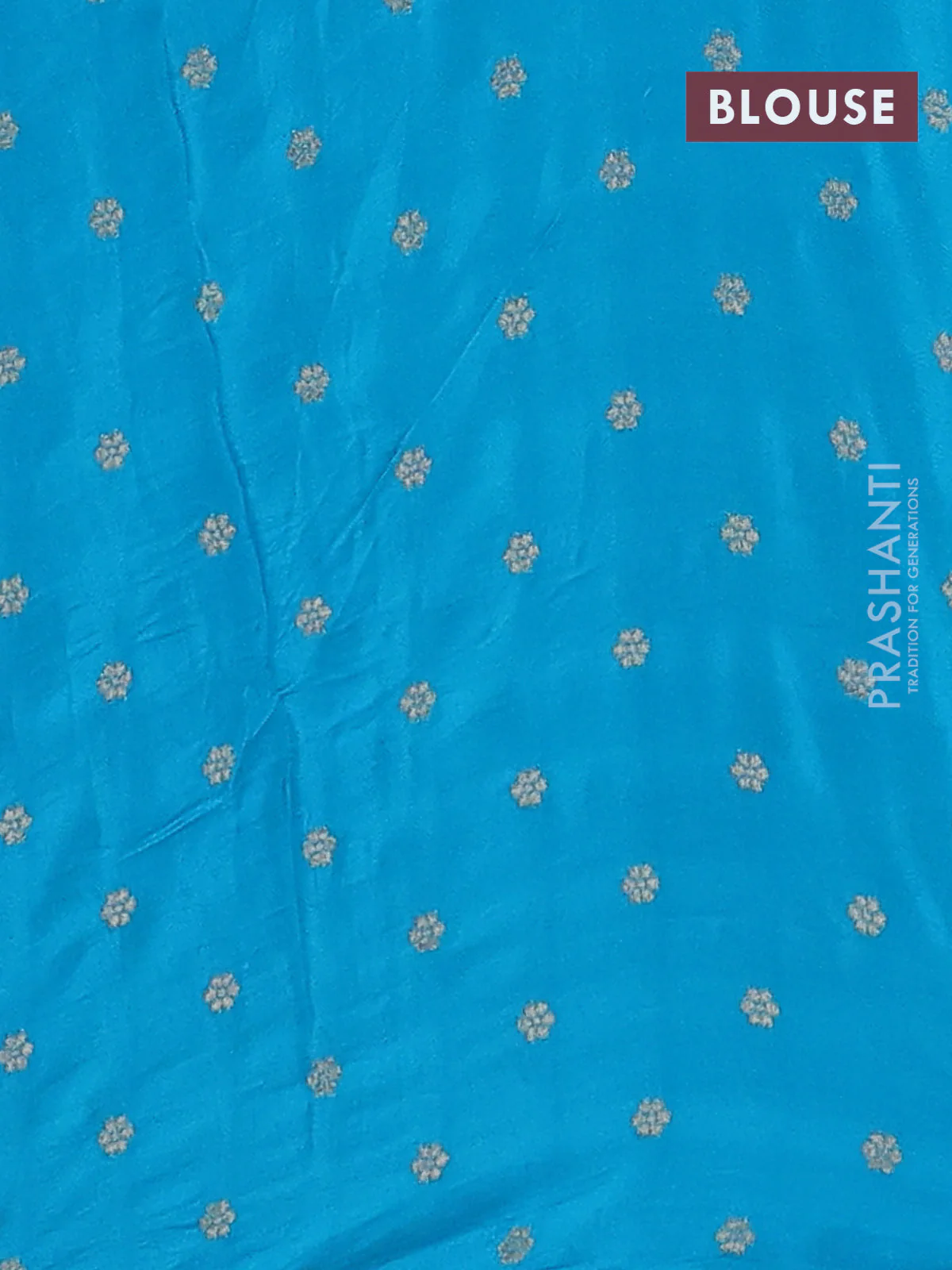 Semi mysore silk saree bluish grey and violet with zari woven buttas and zari woven border - Image 4