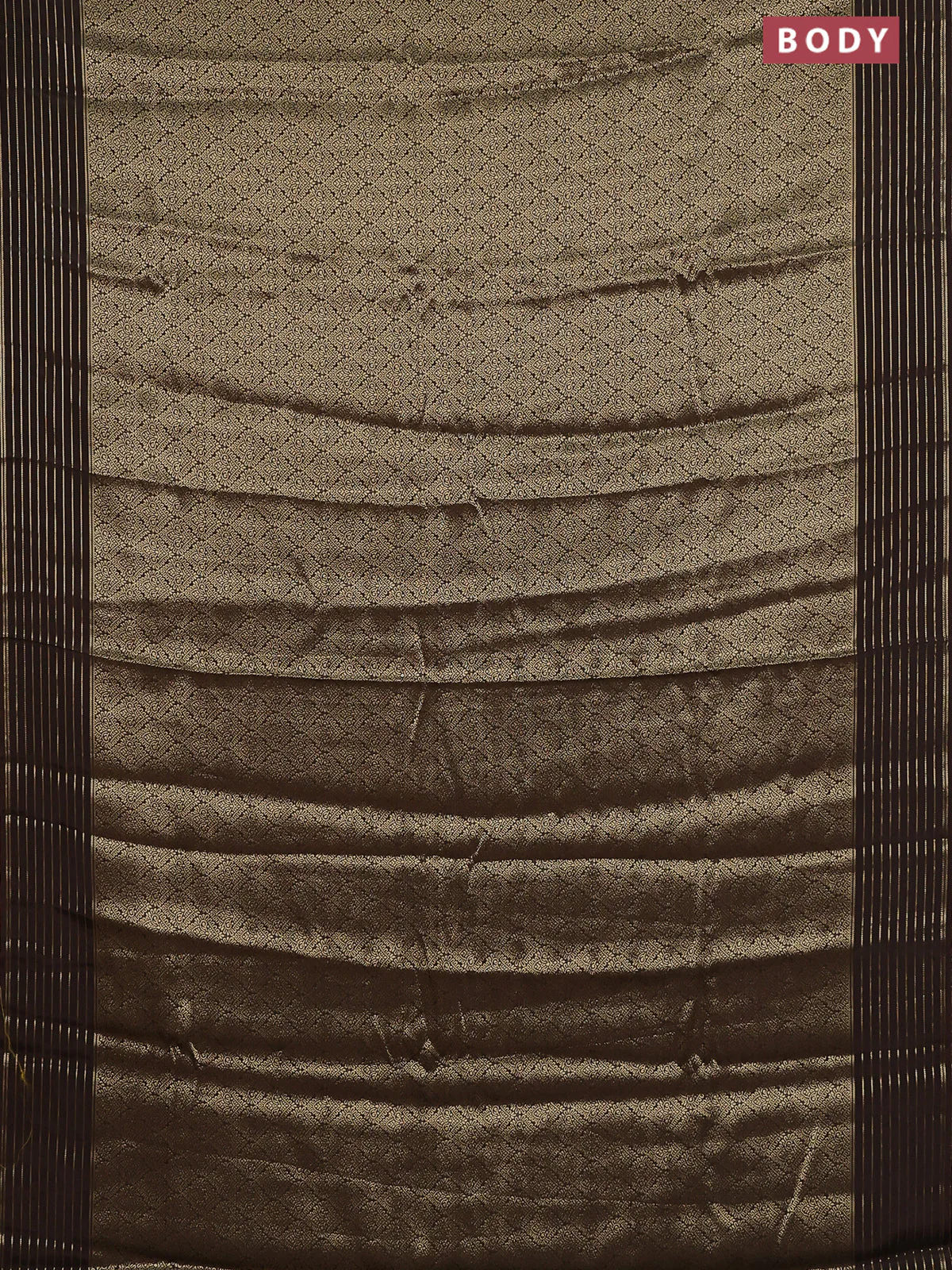Semi mysore silk saree brown and yellow with allover zari woven brocade weaves and zari woven border - Image 2