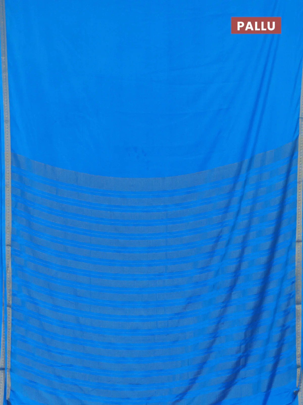 Semi mysore silk saree cs blue with plain body and zari woven border - Image 3
