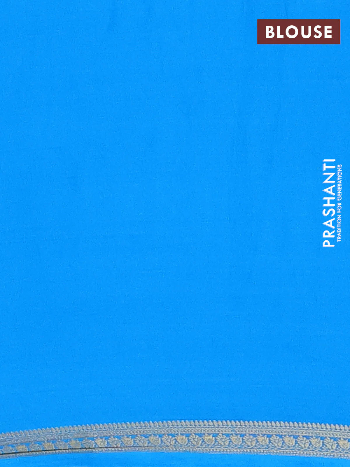 Semi mysore silk saree cs blue with plain body and zari woven border - Image 4