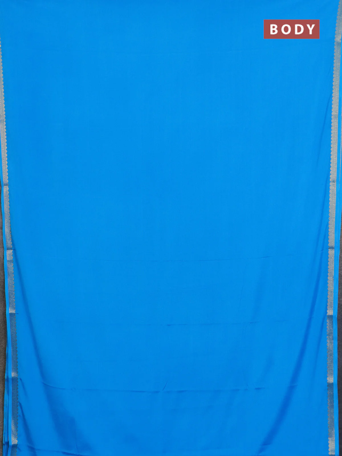 Semi mysore silk saree cs blue with plain body and zari woven border - Image 2