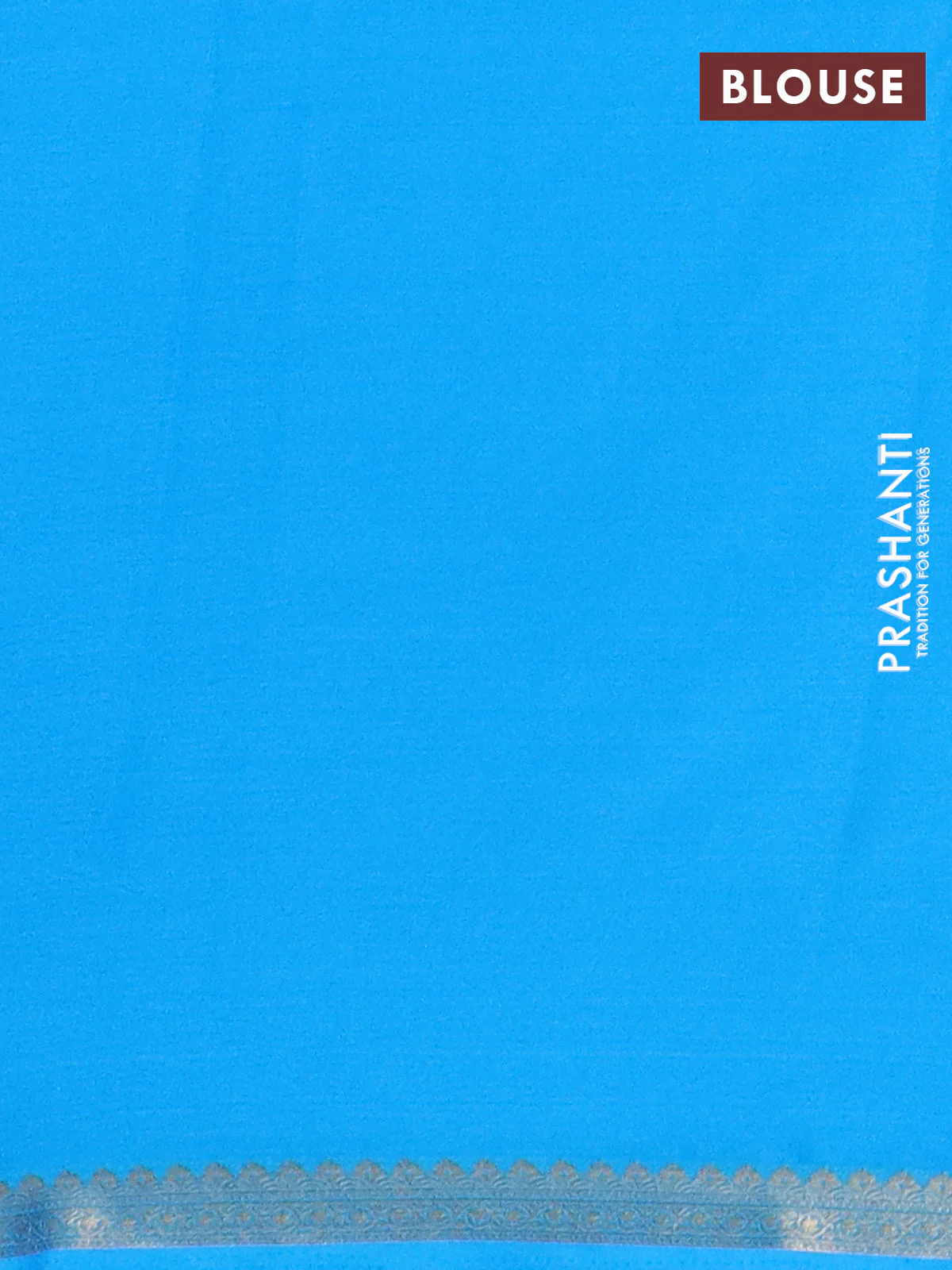 Semi mysore silk saree cs blue with plain body and zari woven border - Image 4