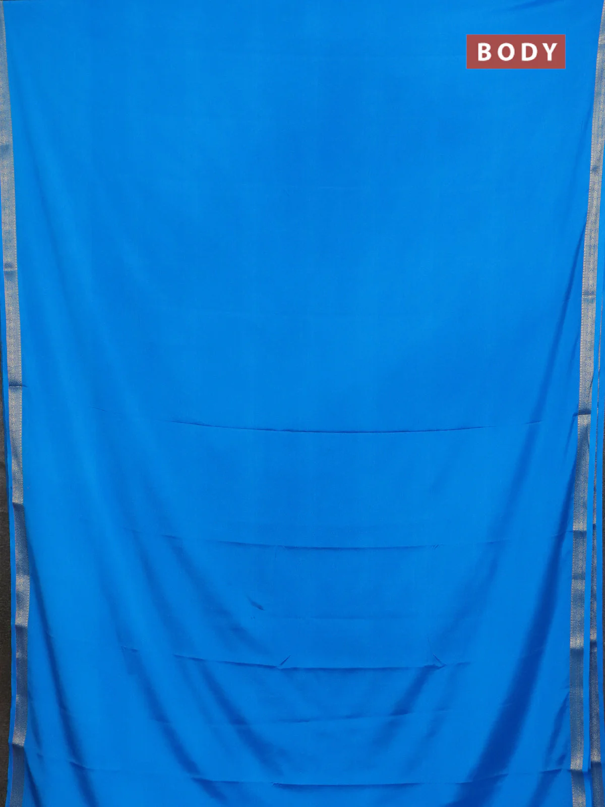 Semi mysore silk saree cs blue with plain body and zari woven border - Image 2