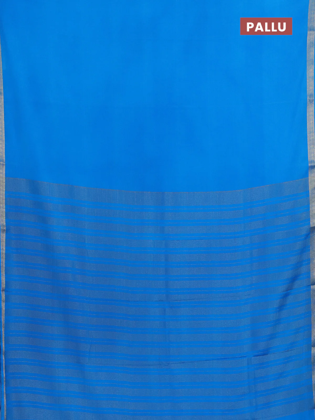 Semi mysore silk saree cs blue with plain body and zari woven border - Image 3