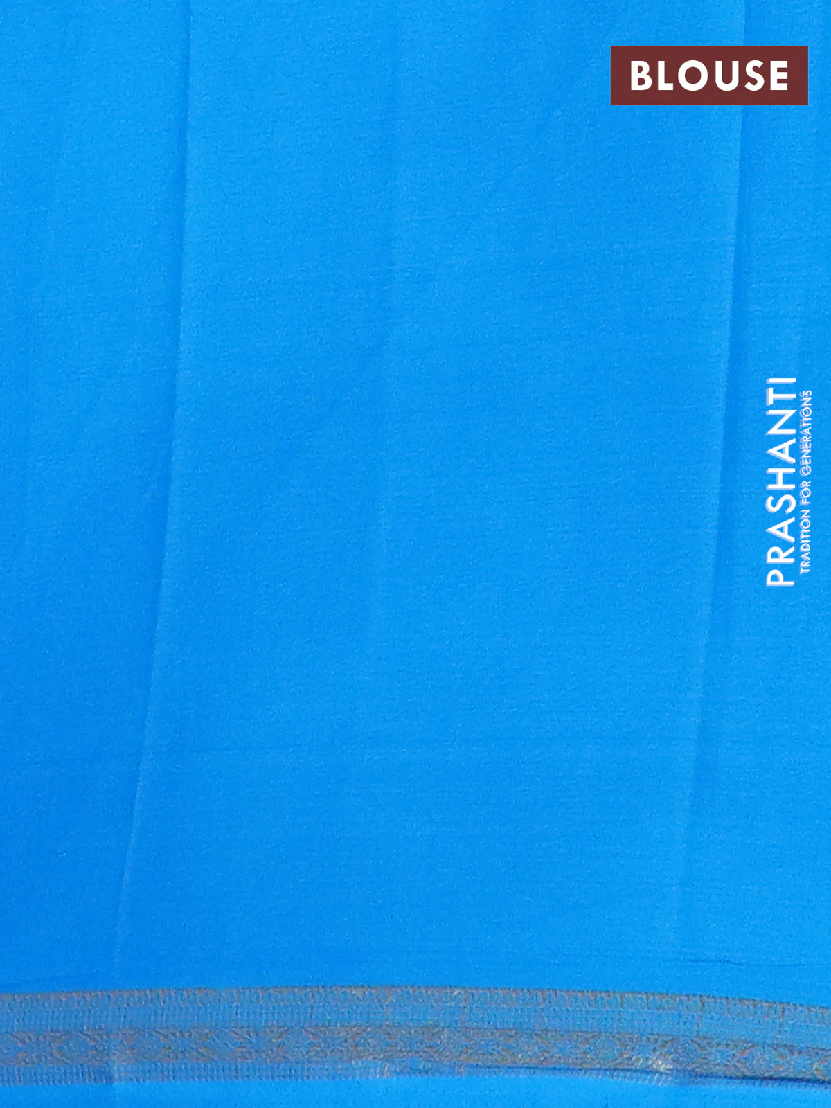 Semi mysore silk saree cs blue with plain body and zari woven border - Image 4