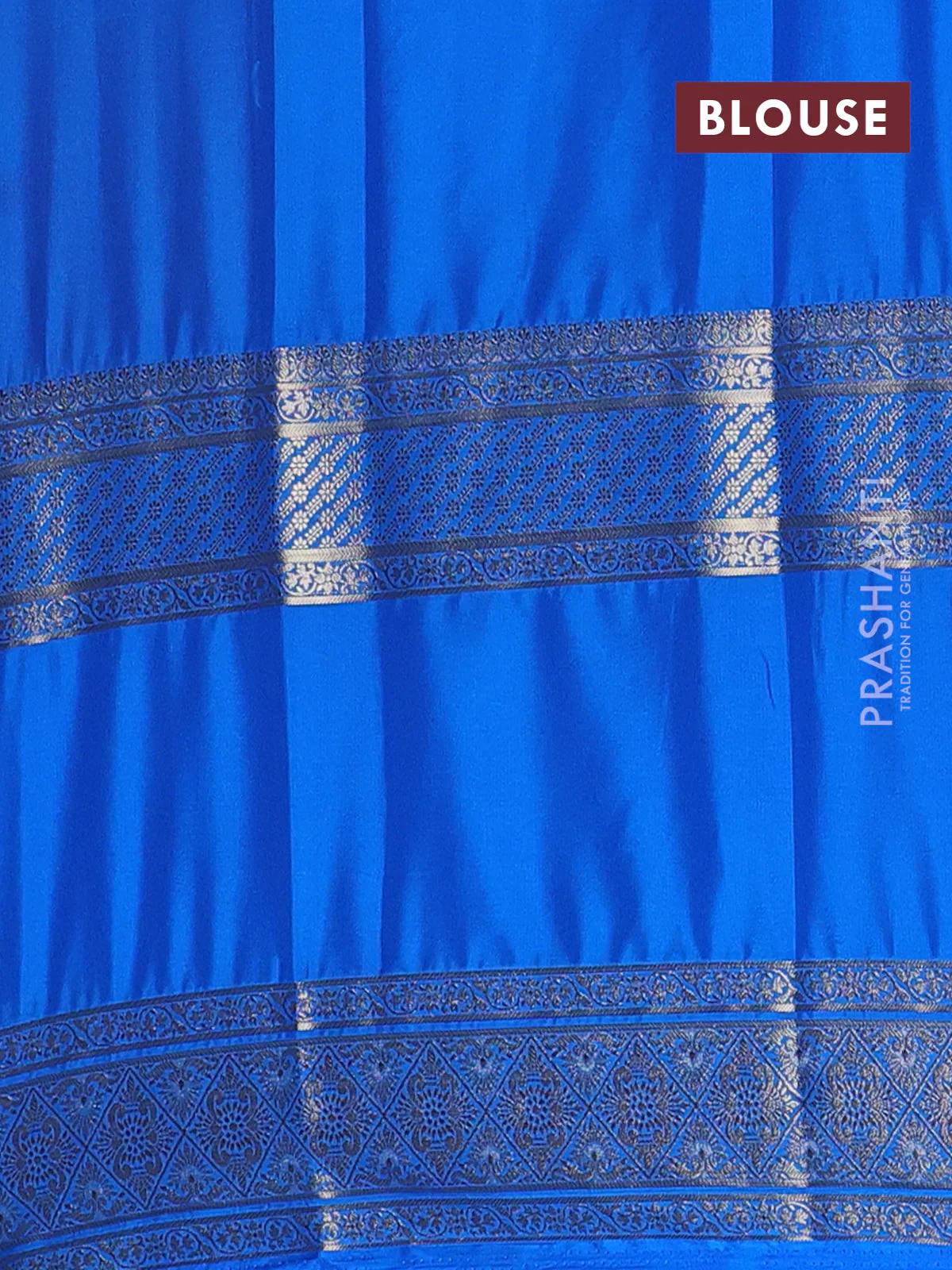 Semi mysore silk saree dark mustard and cs blue with plain body and rettapet zari woven border - Image 4