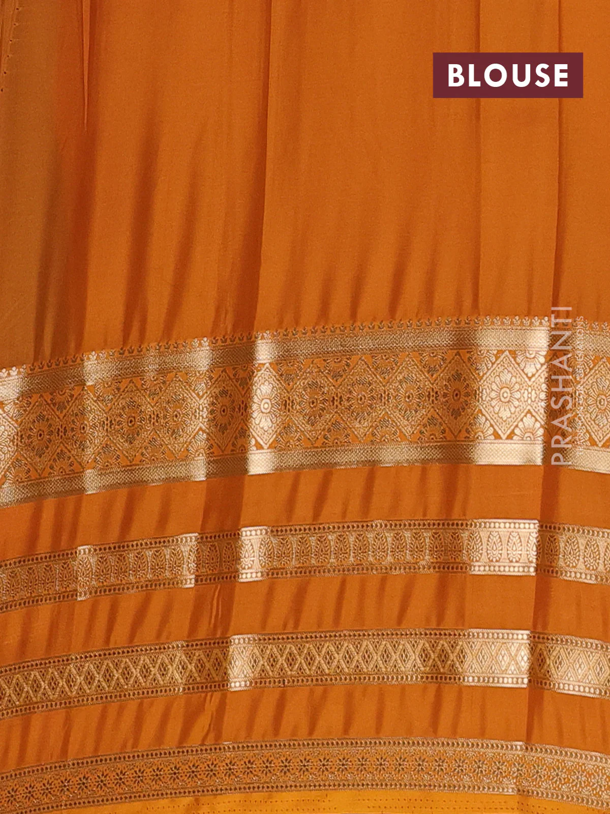 Semi mysore silk saree green and mustard yellow with plain body and long zari woven border - Image 4