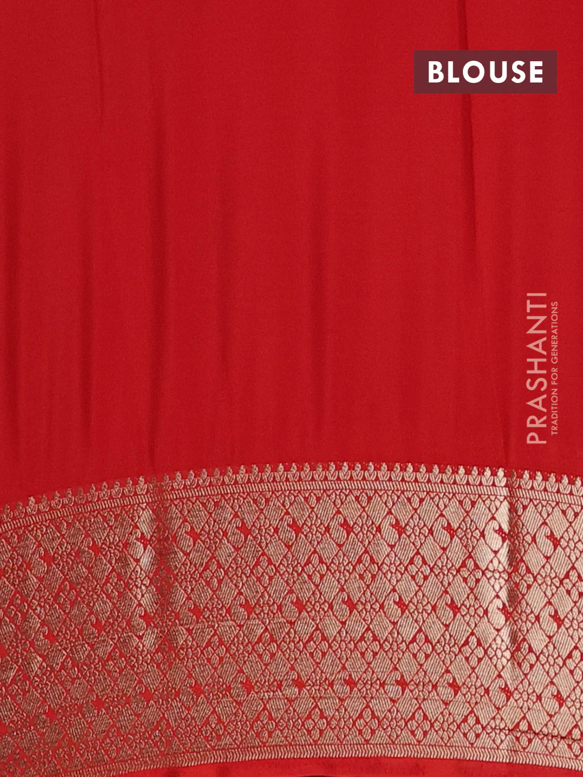Semi mysore silk saree grey and red with allover zari weaves and zari woven border - Image 4