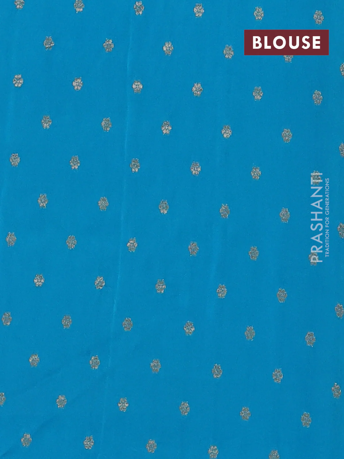 Semi mysore silk saree grey blue and teal blue with zari woven buttas and rettapet zari woven border - Image 4