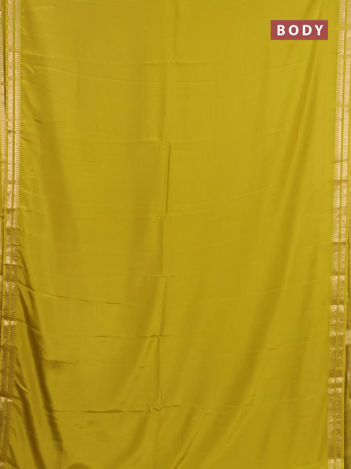Semi mysore silk saree lime green with plain body and zari woven border - Image 2