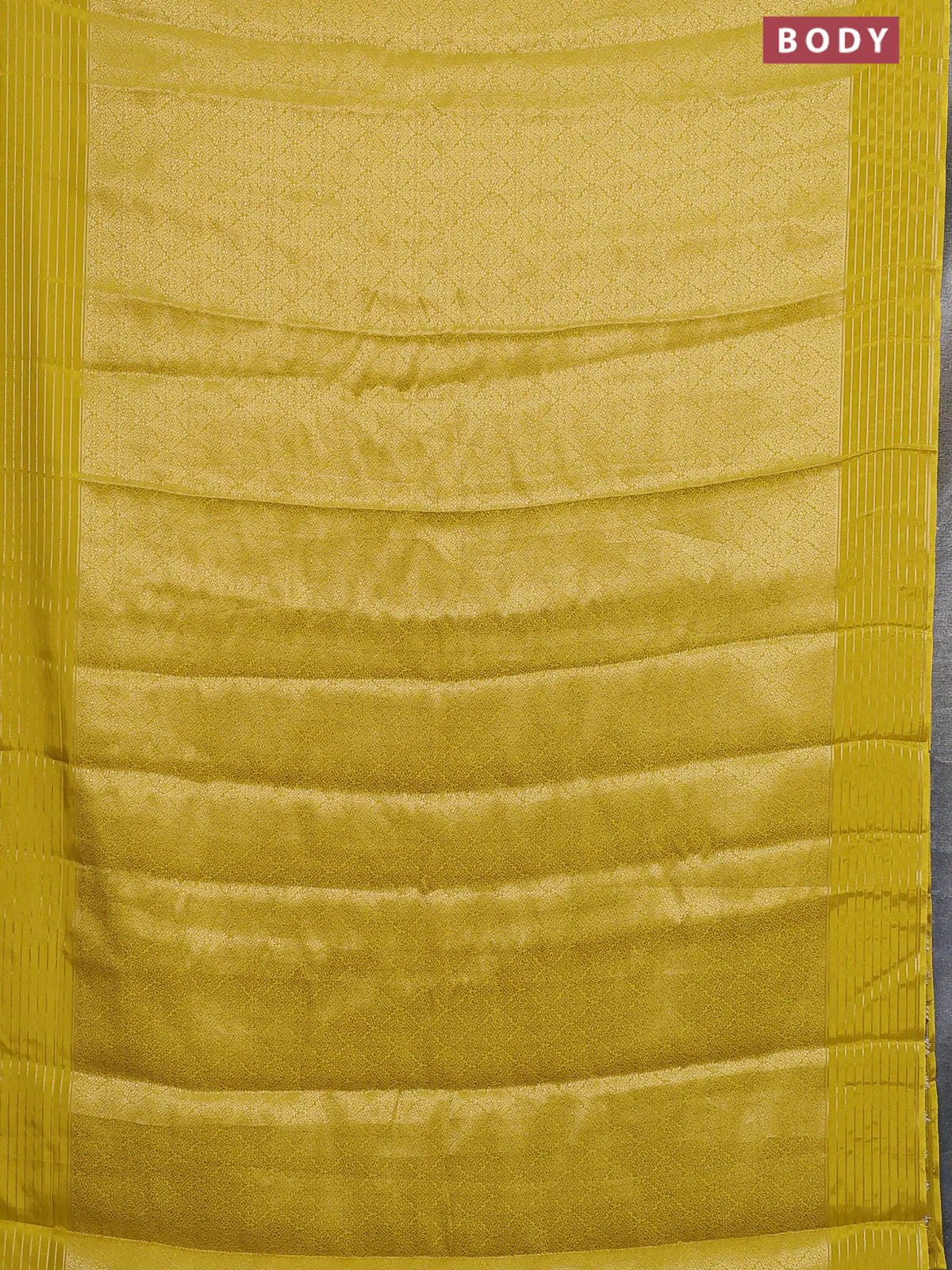 Semi mysore silk saree lime yellow and violet with allover zari woven brocade weaves and zari woven border - Image 2