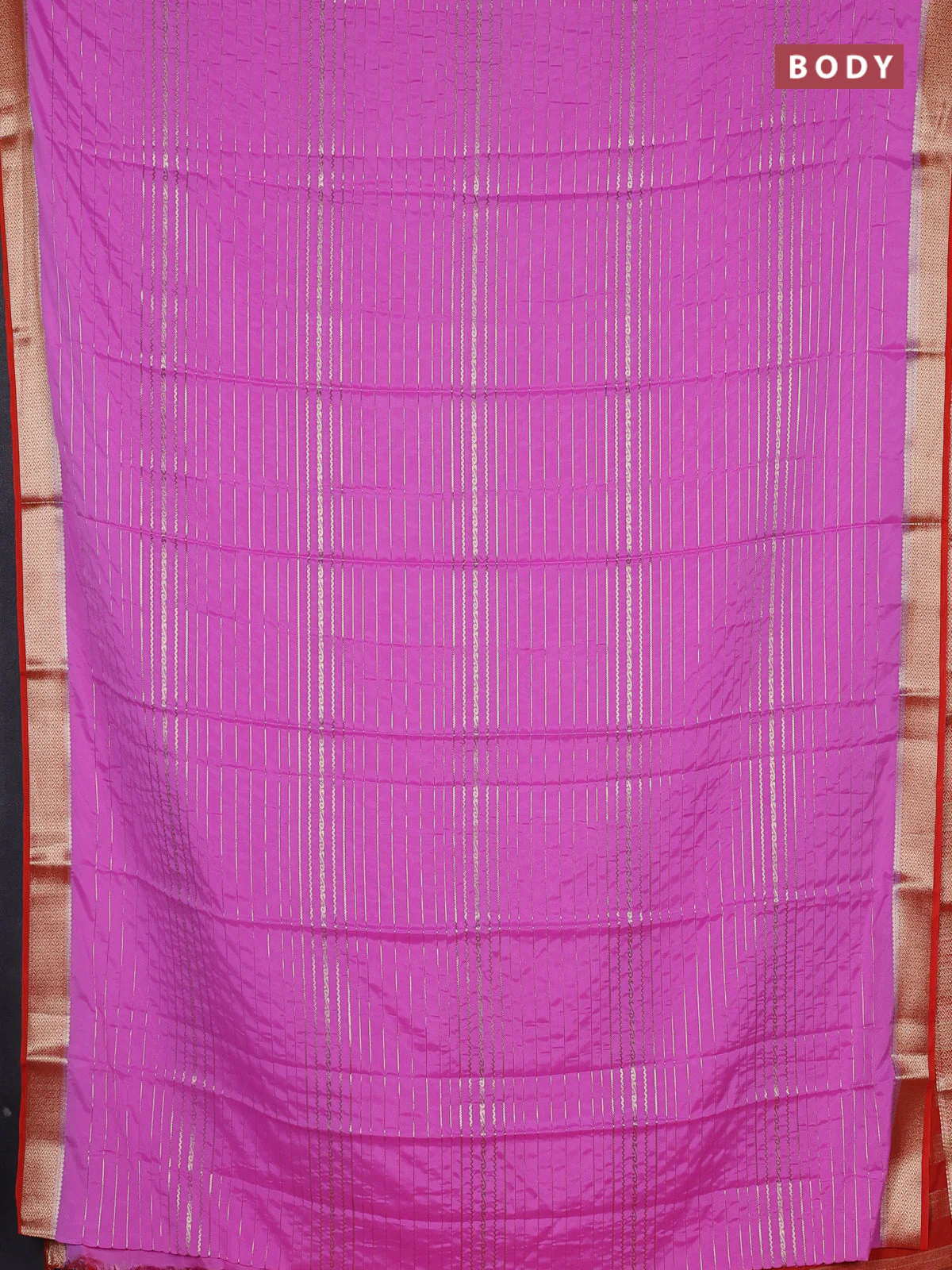 Semi mysore silk saree lotus pink and orange with allover zari weaves and zari woven border - Image 2