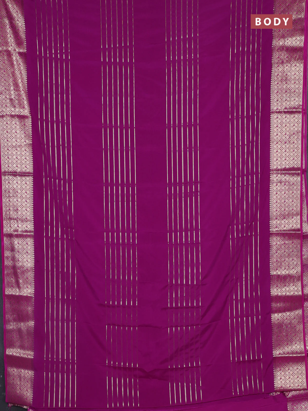 Semi mysore silk saree magenta pink and pink with allover zari weaves and zari woven border - Image 2