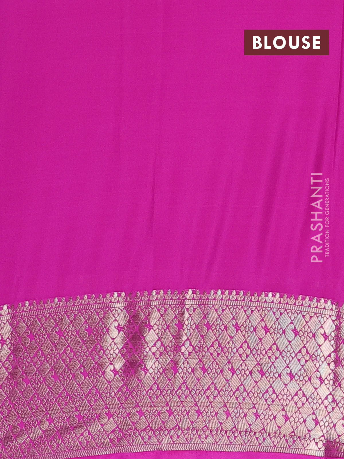 Semi mysore silk saree magenta pink and pink with allover zari weaves and zari woven border - Image 4