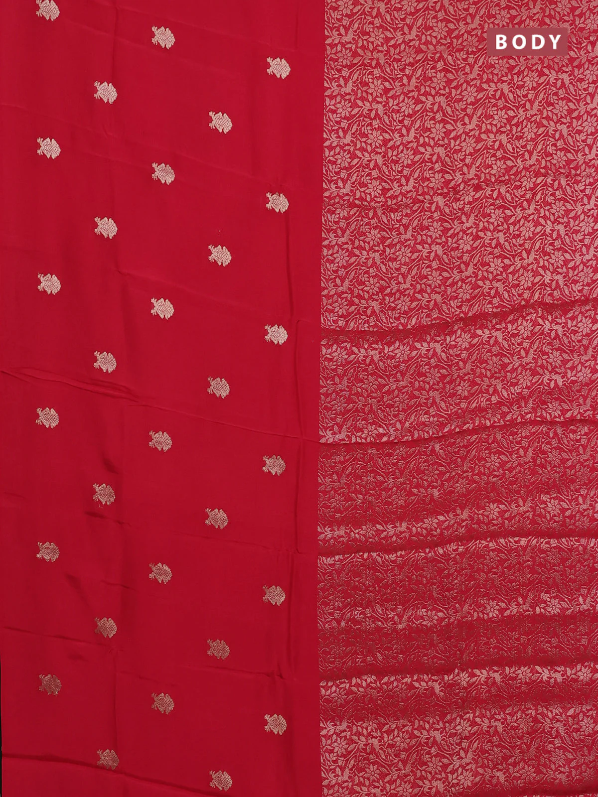 Semi mysore silk saree maroon and green with half & half style and long zari woven border - Image 2