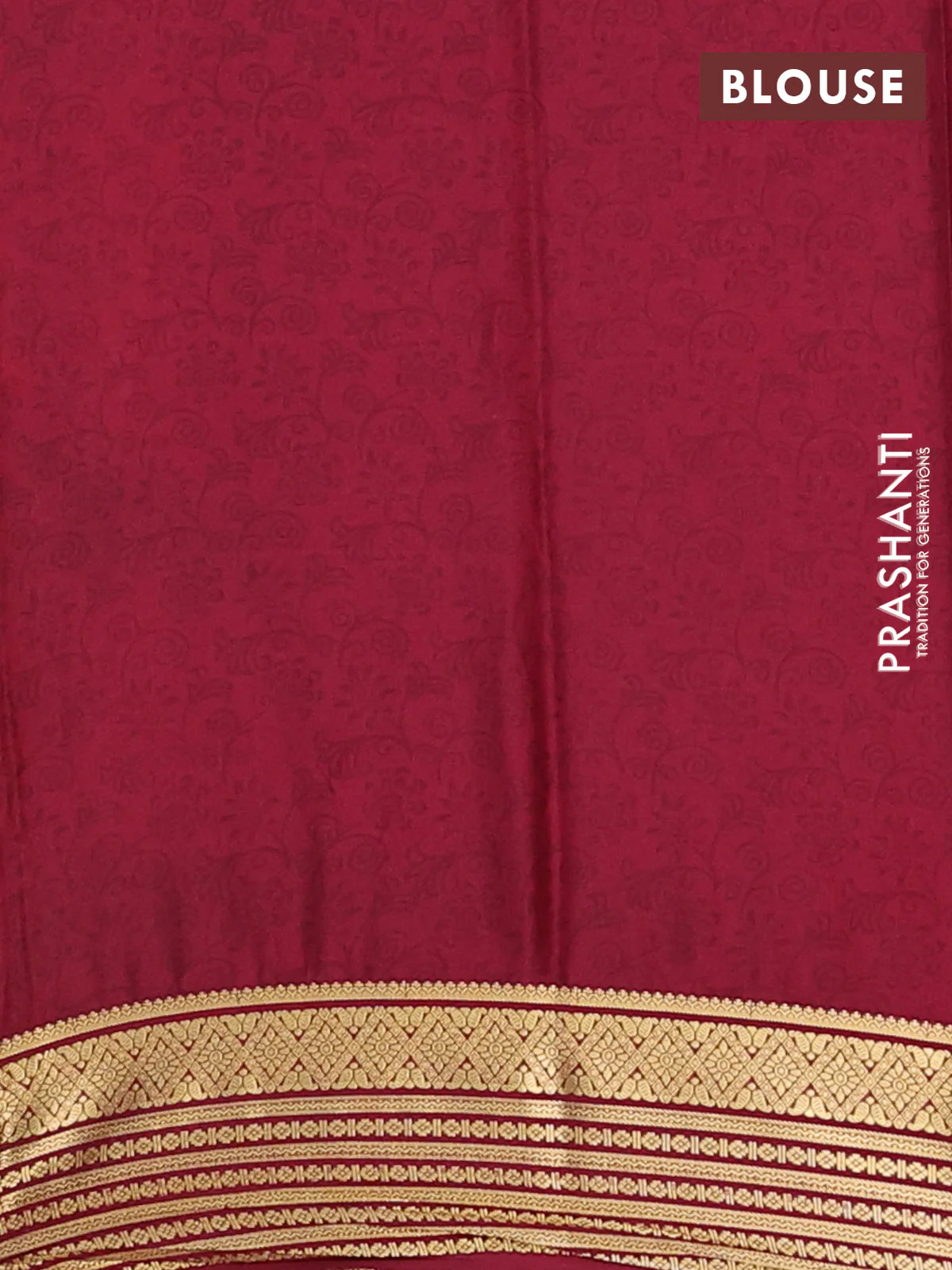 Semi mysore silk saree orange and maroon with allover prints and zari woven border - Image 4