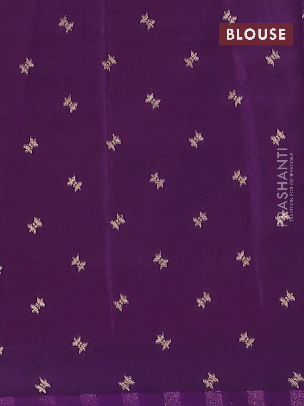 Semi mysore silk saree orange and violet with allover zari woven brocade weaves and zari woven border - Image 4