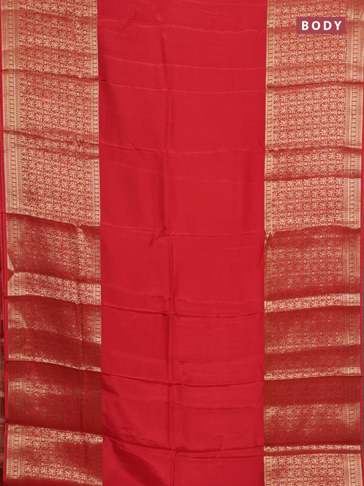 Semi mysore silk saree orange with plain body and long annam zari woven border - Image 2