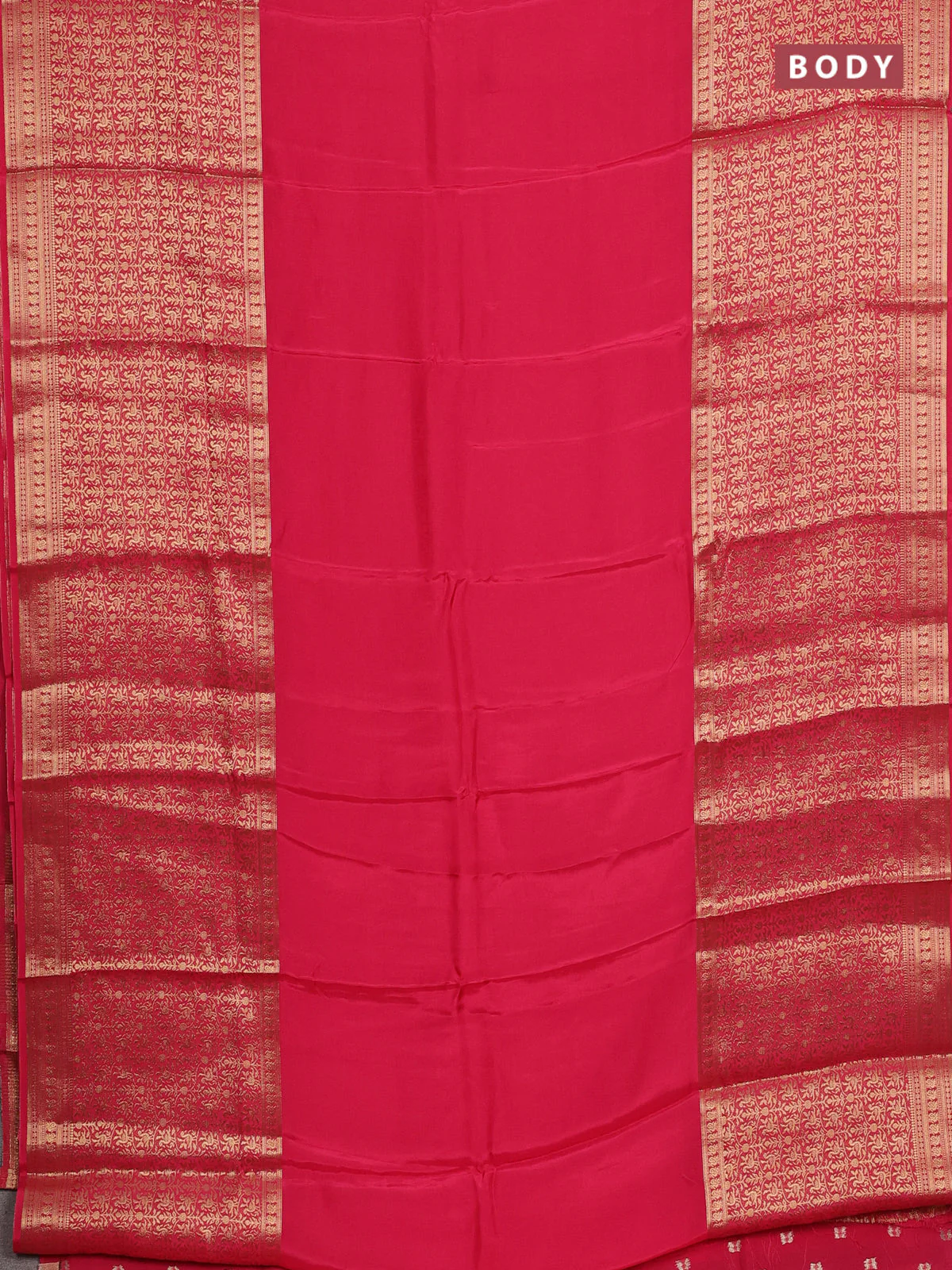 Semi mysore silk saree peach pink with plain body and long annam zari woven border - Image 2