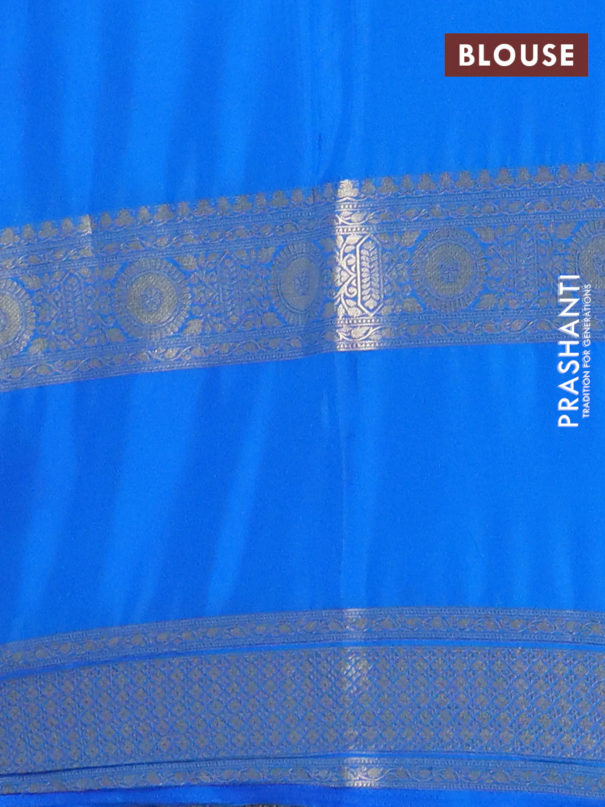 Semi mysore silk saree pink and cs blue with plain body and rettapet zari woven border - Image 4