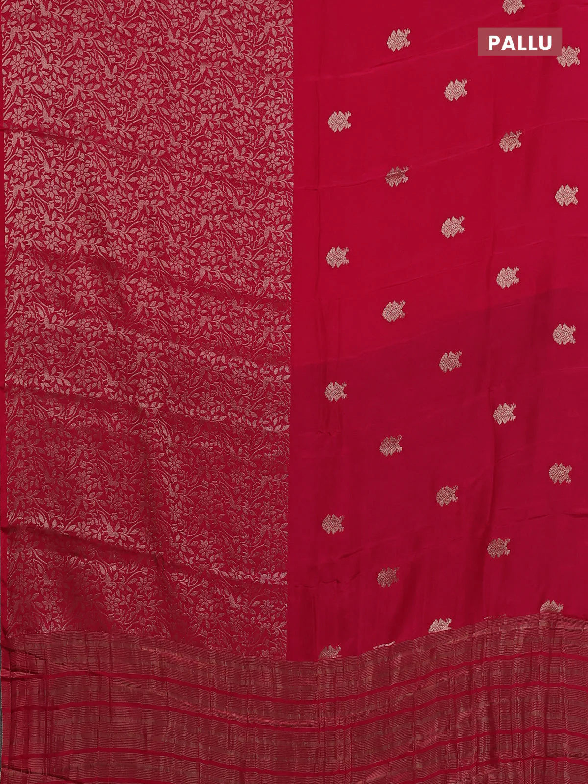 Semi mysore silk saree pink and green with half & half style and long zari woven border - Image 3