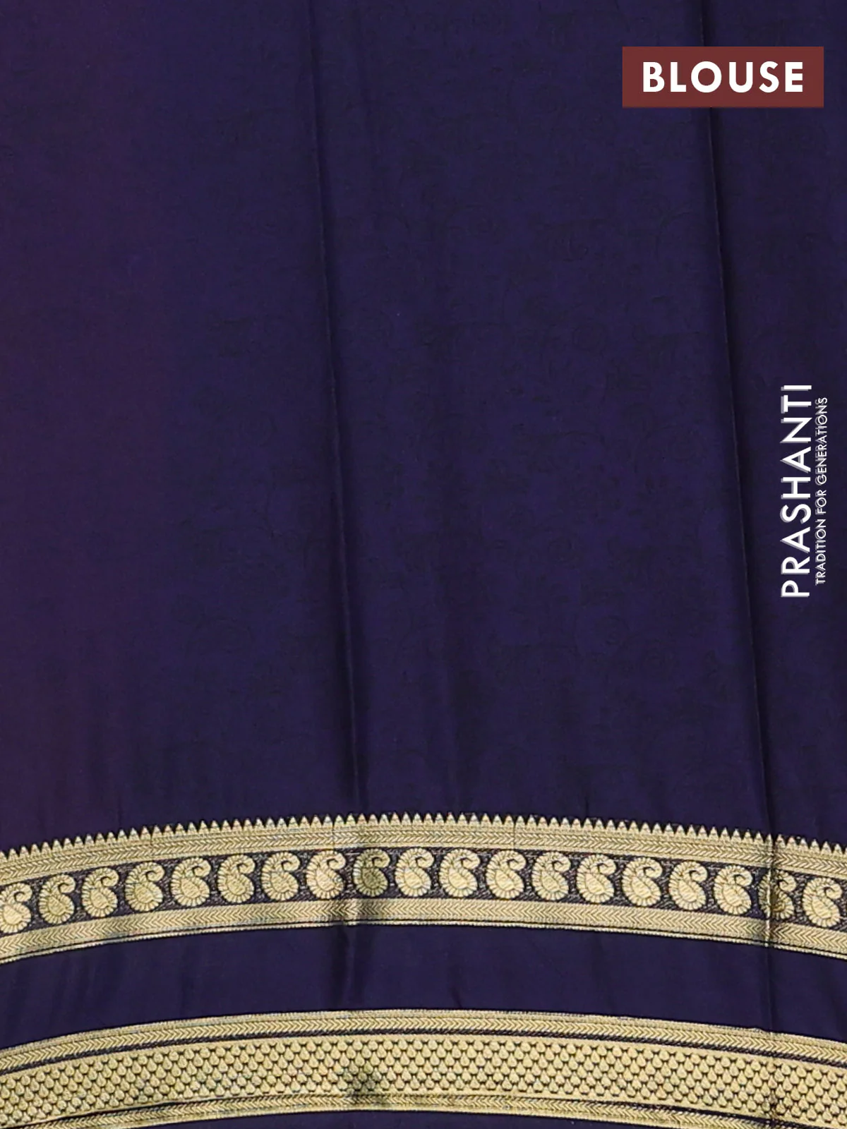 Semi mysore silk saree pink and navy blue with allover prints and rettapet zari woven border - Image 4