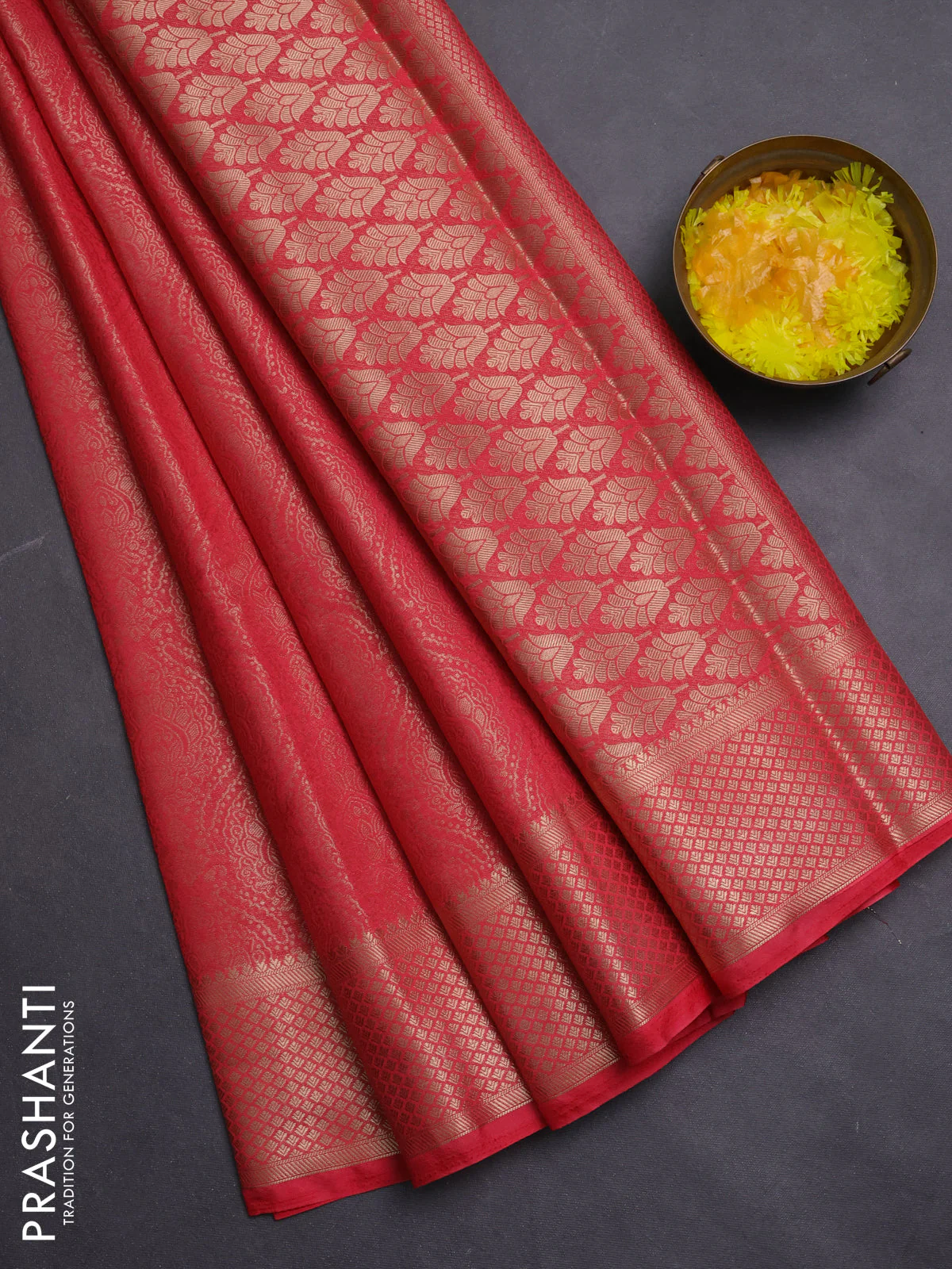 Semi mysore silk saree pink with allover zari woven brocade weaves and zari woven border