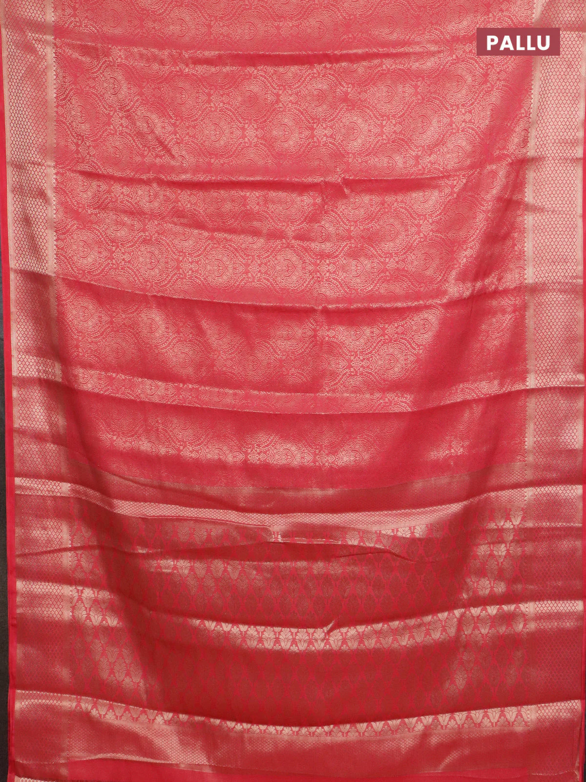Semi mysore silk saree pink with allover zari woven brocade weaves and zari woven border - Image 3