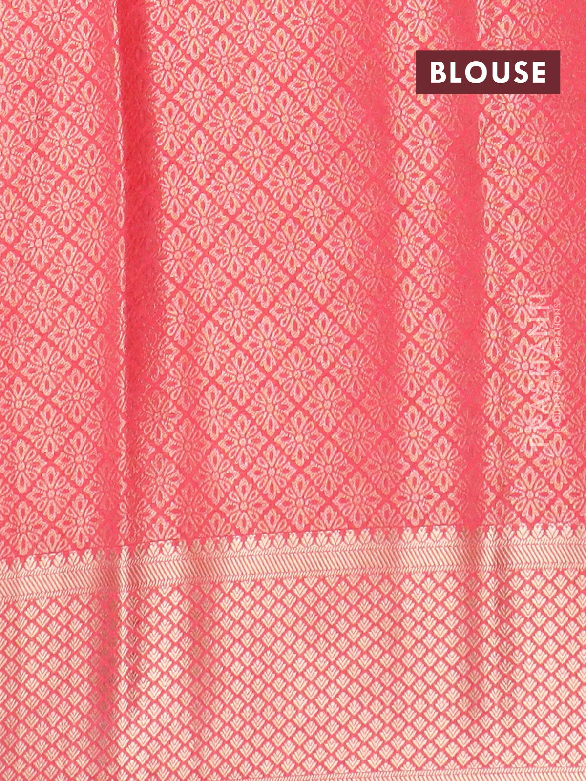 Semi mysore silk saree pink with allover zari woven brocade weaves and zari woven border - Image 4