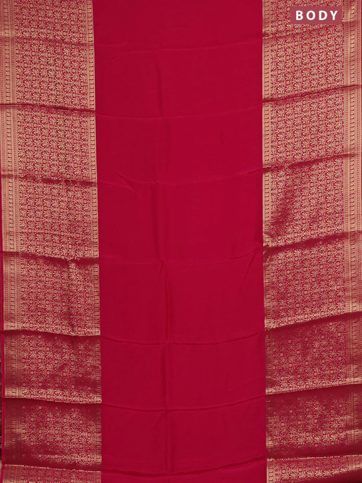 Semi mysore silk saree pink with plain body and long annam zari woven border - Image 2