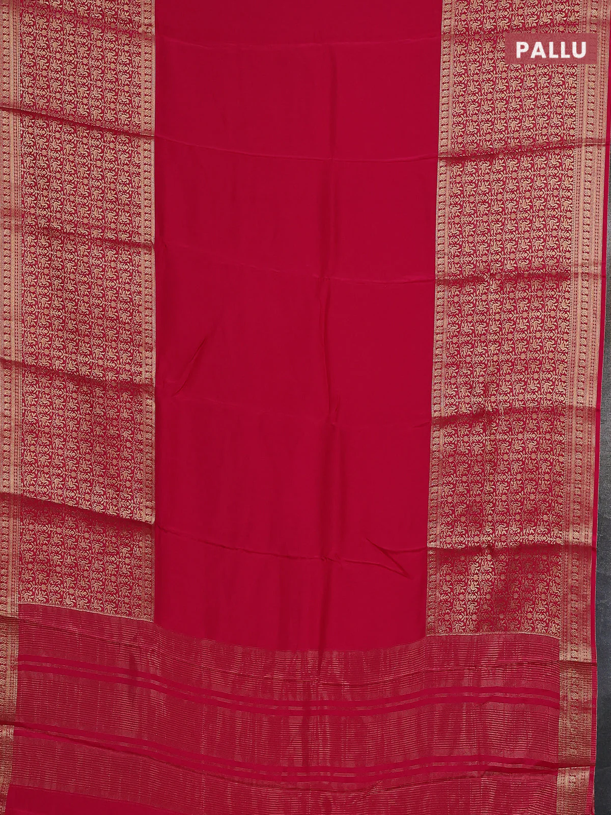 Semi mysore silk saree pink with plain body and long annam zari woven border - Image 3