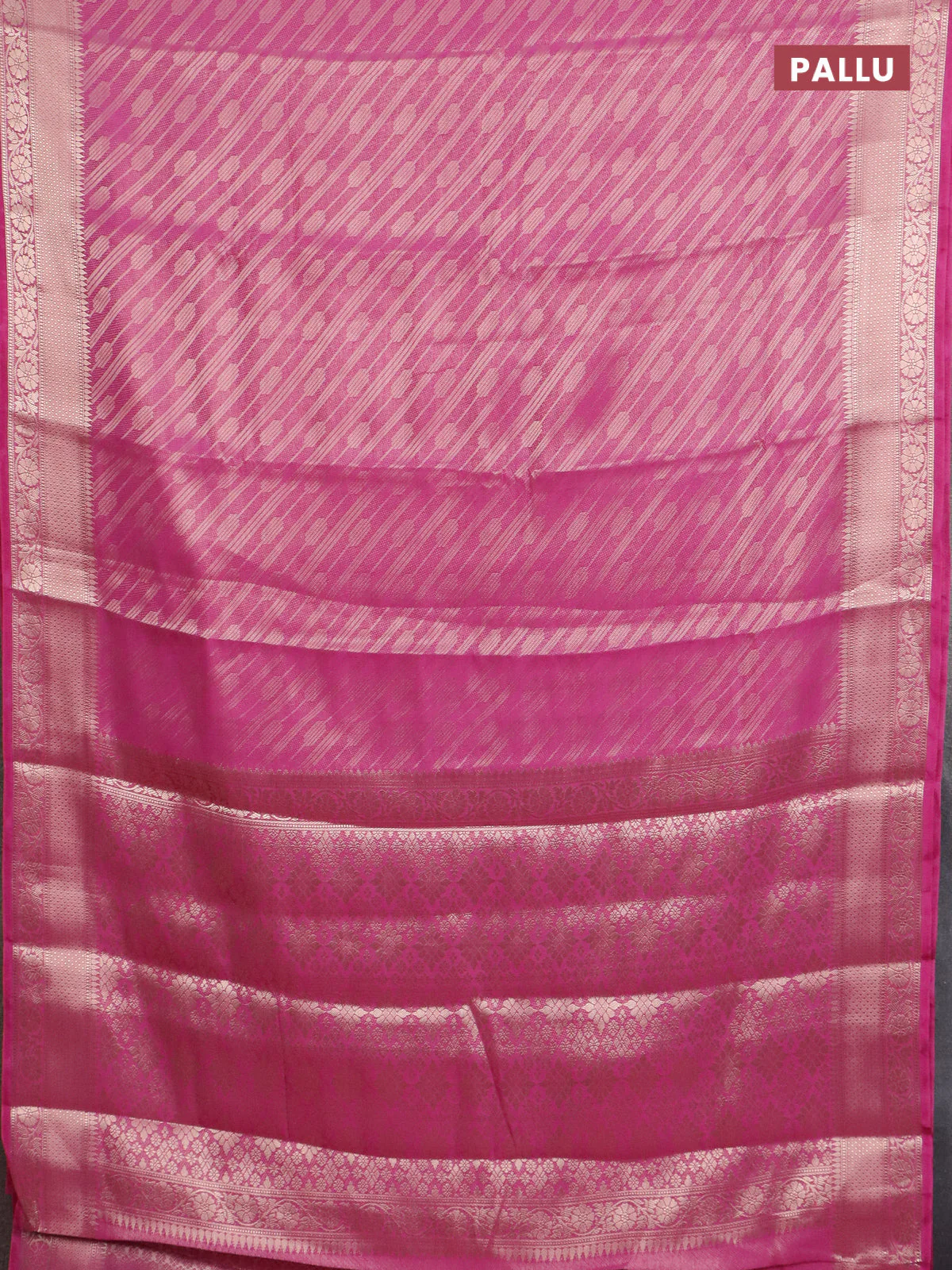 Semi mysore silk saree purple with allover zari woven brocade weaves and zari woven border - Image 3