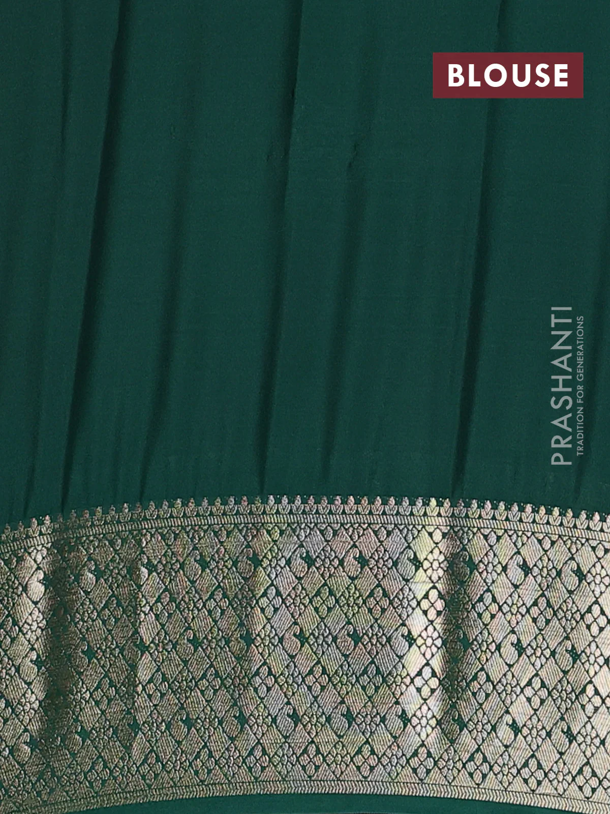 Semi mysore silk saree red and green with allover zari weaves and zari woven border - Image 4