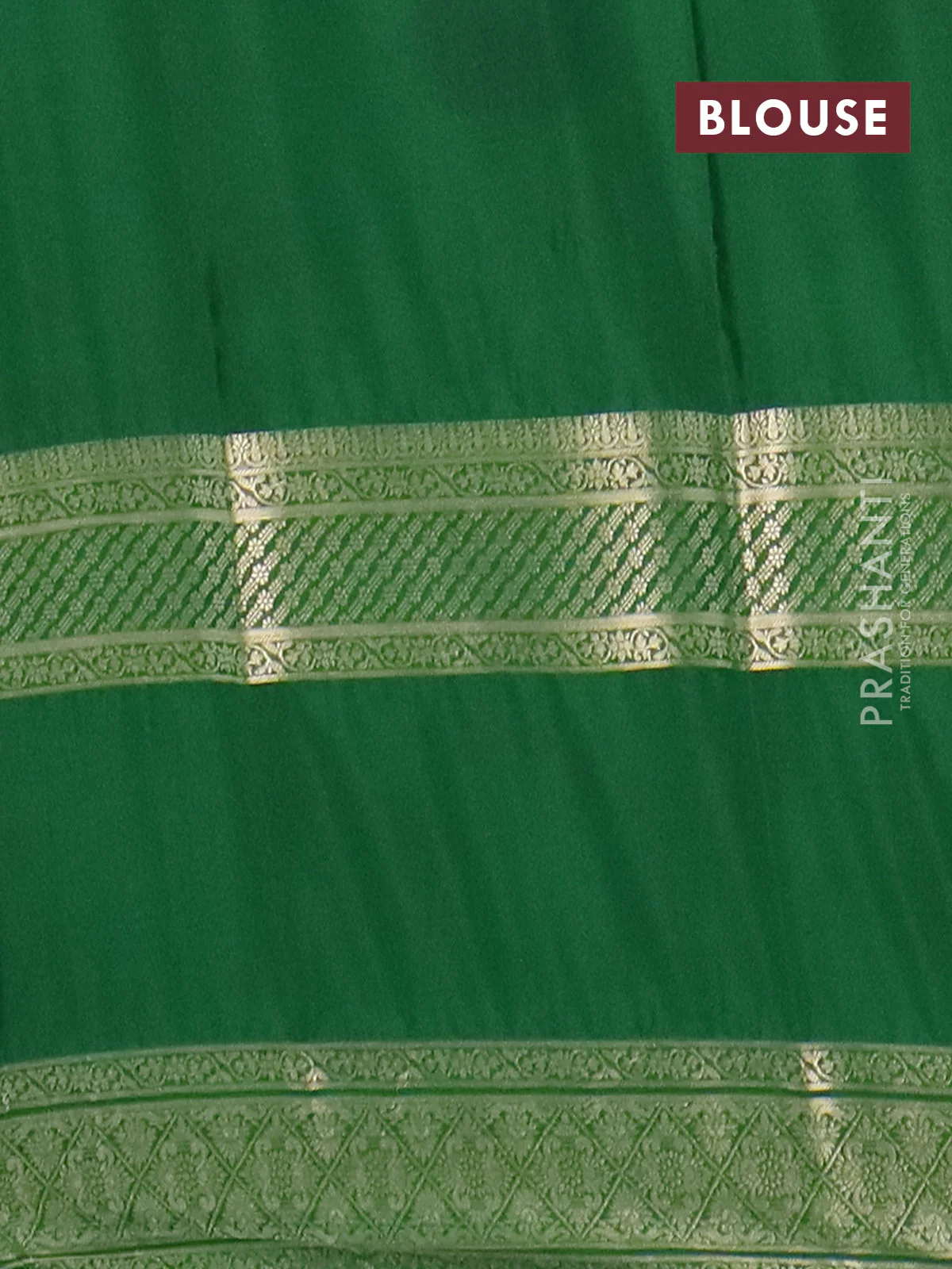 Semi mysore silk saree red and green with plain body and rettapet zari woven border - Image 4